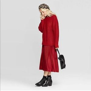 a new day Cable Turtle Neck Sweater Red Sz L NWT